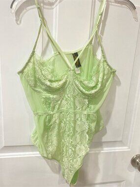 Sheer Lace Bodysuit - Light Green Women's Intimate XL